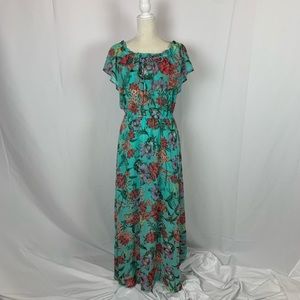 Decree Floral Bird Print Maxi Long Dress Women Size Medium Wedding Guest Travel